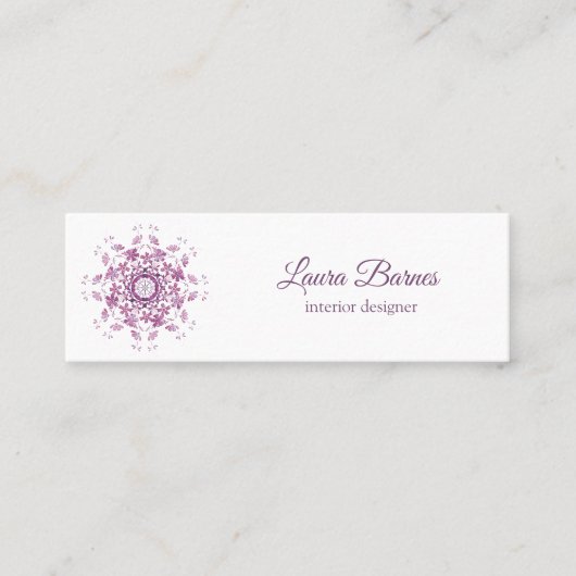花の紫色の曼荼羅。 テキスト スキニー名刺 (正面)