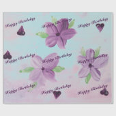 花の紫色の水の色のギフトラップハート ラッピングペーパー (フラット)