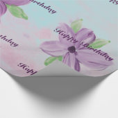 花の紫色の水の色のギフトラップハート ラッピングペーパー (角)