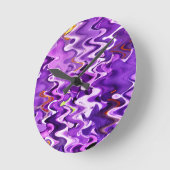 花の紫色の波 ラウンド壁時計 (傾斜)