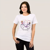 花の紫色の自転車 トライブレンドTシャツ (正面全面)