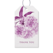 花の紫色の花水色ギフトラベル