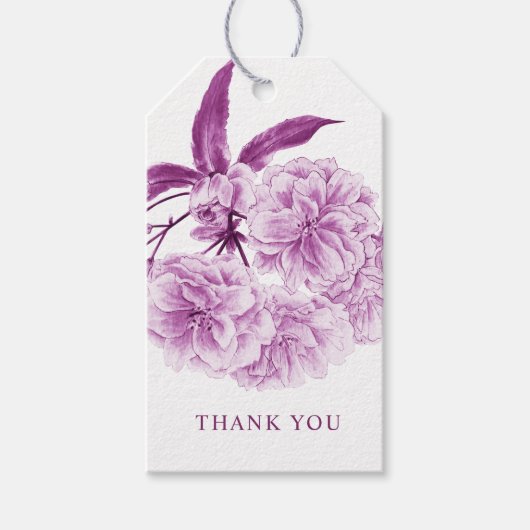 花の紫色の花水色ギフトラベル ギフトタグ (正面)