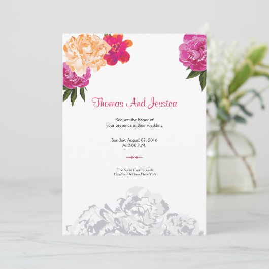 花の結婚式のパーティの招待状 招待状 (スタンド正面)