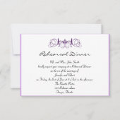 花の結婚式のリハーサルの夕食が付いている紫色のストライプ 招待状 (正面)
