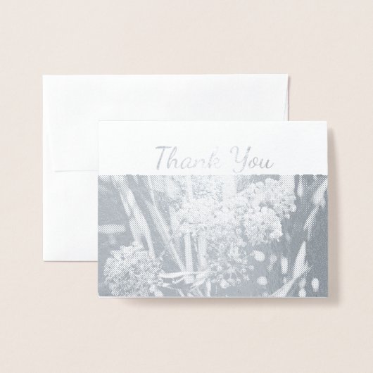 花の結婚式の写真はホイルカード感謝していしています 箔カード (封筒付き正面)