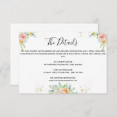 花の結婚式の詳細はカード金ゴールドの薄暗がりのピンクを挿入します エンクロージャーカード (正面/裏面)