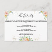 花の結婚式の詳細はカード金ゴールドの薄暗がりのピンクを挿入します エンクロージャーカード (正面)