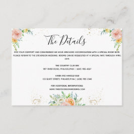 花の結婚式の詳細はカード金ゴールドの薄暗がりのピンクを挿入します エンクロージャーカード