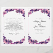 花の結婚式プログラム。紫色の教会の儀式 (正面)