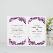 花の結婚式プログラム。紫色の教会の儀式 (スタンド正面)