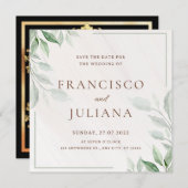 花の結婚式招待状カード Save The Date 招待状 (正面/裏面)