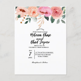花の結婚式招待状 ポストカード