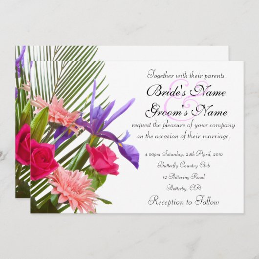 花の結婚式招待状 招待状 (正面/裏面)