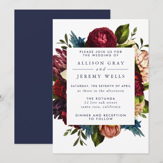 花の結婚式招待状 招待状 (正面/裏面)