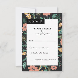 花の結婚式招待状RSVPカード 出欠カード