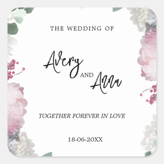 花の結婚式 スクエアシール (正面)