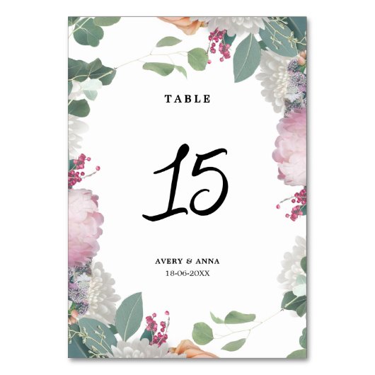 花の結婚式 テーブルナンバー (正面)