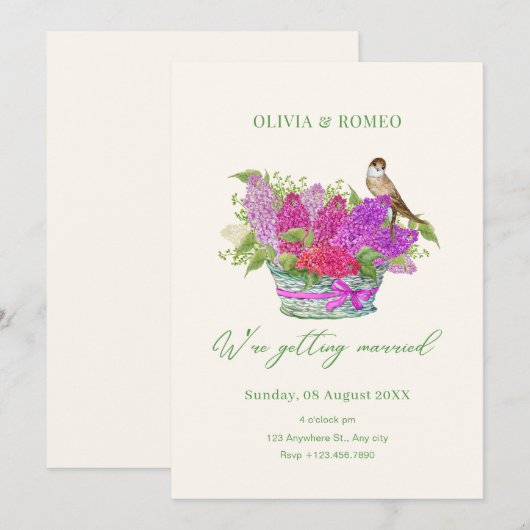 花の結婚花束 招待状 (正面/裏面)