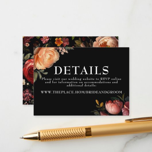 花の結婚詳細 小さな封筒カード エンクロージャーカード (正面/裏面インサイチュ)