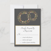 花の結婚RSVPカードDkを灰色握るため持つため及び 出欠カード (裏面)