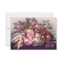 花の絵の結婚記念日出欠確認カード