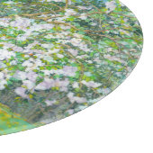 花の絵画咲く庭の水色 カッティングボード (角)