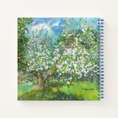 花の絵画咲く庭の水色 ノートブック (裏面)