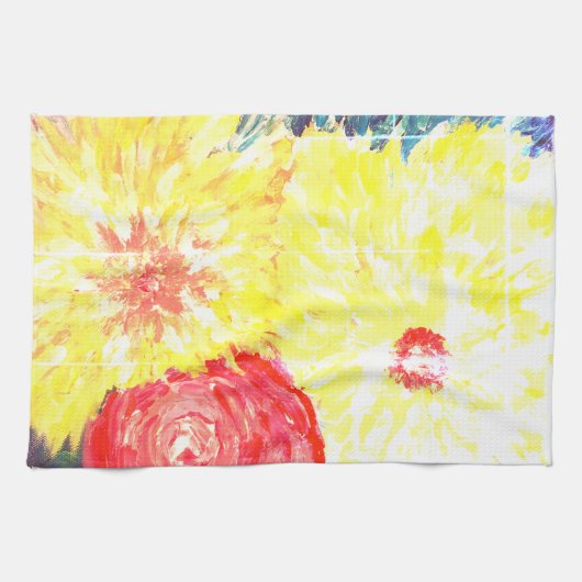花の絵画 キッチンタオル (横)