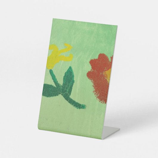 花の絵画 台座サイン (正面)