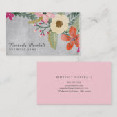 花の絵 名刺/ピンク&グレー 名刺 (正面/裏面)