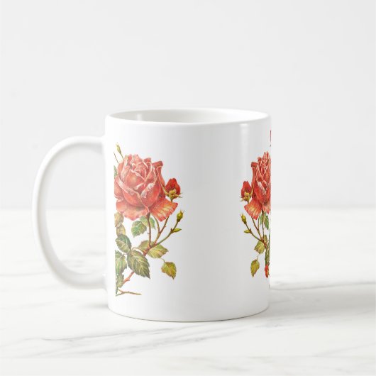 花の継ぎ目のないハート コーヒーマグカップ (左)