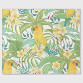 花の継ぎ目のないパターン葉プルメリア、および ラッピングペーパー (フラット)