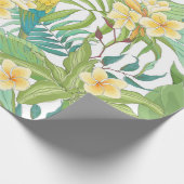 花の継ぎ目のないパターン葉プルメリア、および ラッピングペーパー (角)