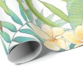 花の継ぎ目のないパターン葉プルメリア、および ラッピングペーパー (ロールコーナー)