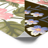 花の継ぎ目のないパッチワーク模様 ポスター (角)