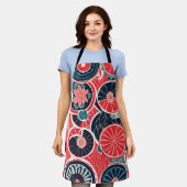 花の継ぎ目のない模様 エプロン (着用した状態)