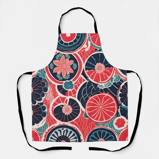 花の継ぎ目のない模様 エプロン (正面)