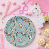 花の継ぎ目のない模様 ペーパープレート (パーティー)