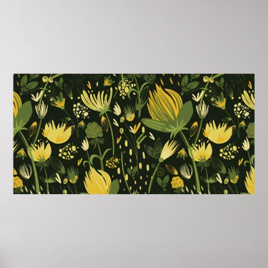 花の継ぎ目のない模様 ポスター (正面)