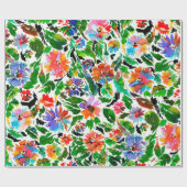 花の継ぎ目のない模様 ラッピングペーパー (フラット)