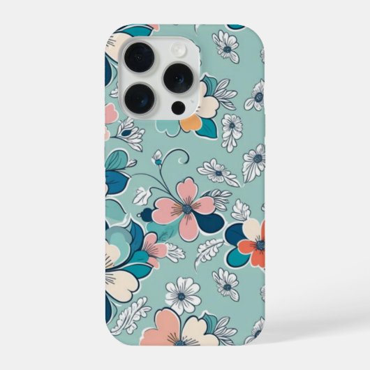 花の継ぎ目のない模様 iPhoneケース (裏面)