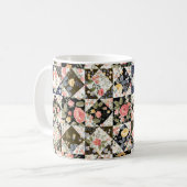 花の継ぎ目のない継ぎはぎ模様 コーヒーマグカップ (正面左)