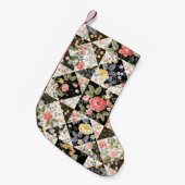花の継ぎ目のない継ぎはぎ模様 スモールクリスマスストッキング (正面 (吊り時))