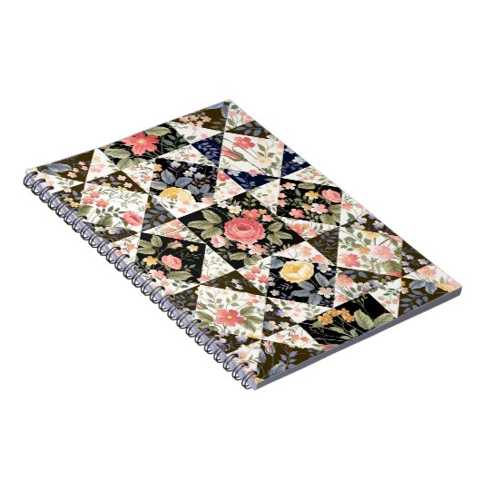 花の継ぎ目のない継ぎはぎ模様 ノートブック (右側)