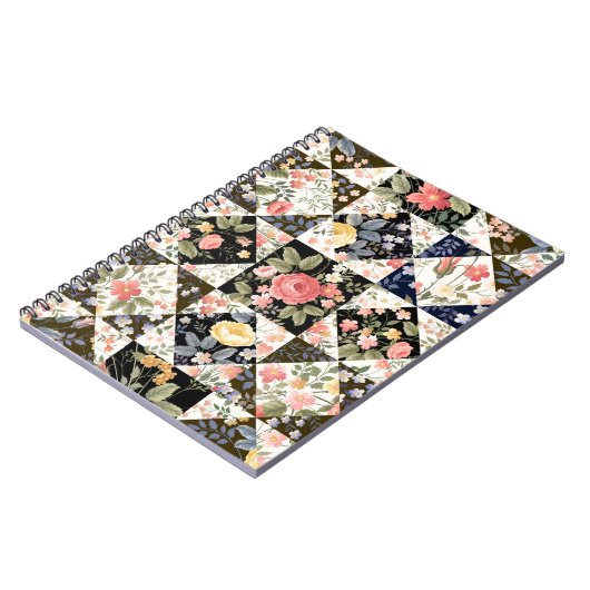 花の継ぎ目のない継ぎはぎ模様 ノートブック (左側)