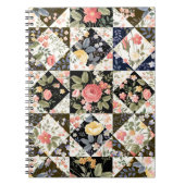 花の継ぎ目のない継ぎはぎ模様 ノートブック (正面)