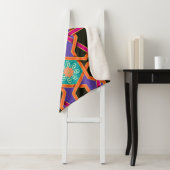 花の緑のオレンジと紫色の幾何学民族ナ シェルパブランケット (インサイチュ)