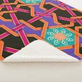 花の緑のオレンジと紫色の幾何学民族ナ シェルパブランケット (3/4)