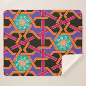 花の緑のオレンジと紫色の幾何学民族ナ シェルパブランケット (正面(横))